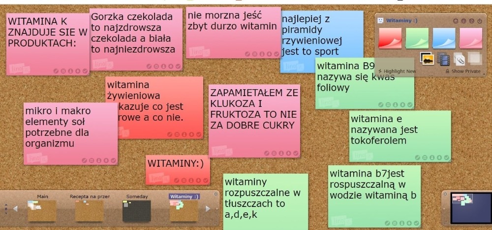 Tablica z informacjami o witaminach