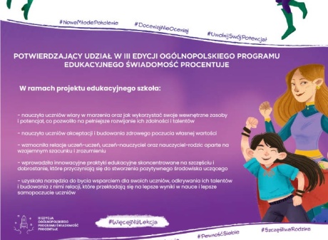 Ogólnopolski Projekt Edukacyjny „Świadomość Procentuje”